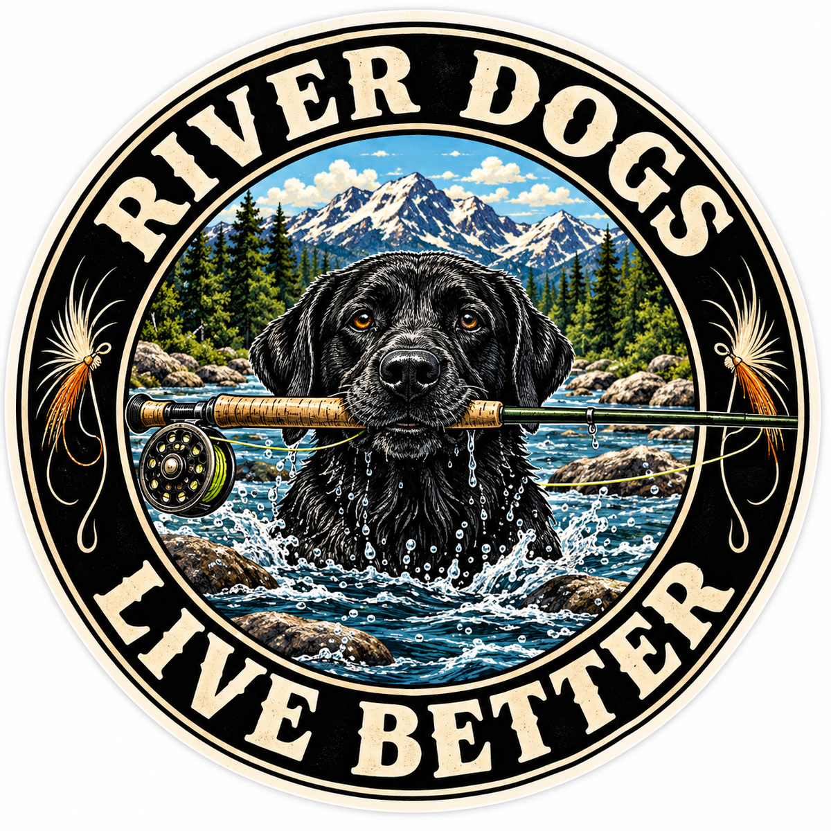 River Dogs Live Better | Fly Fishing & Outdoor Dog Stickers